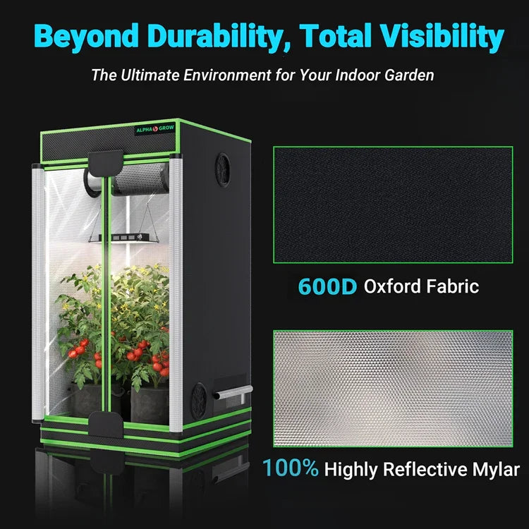 MIMEO Grow Tent with LED Light & Reflective Mylar for Indoor Hydroponics Stealth Growing