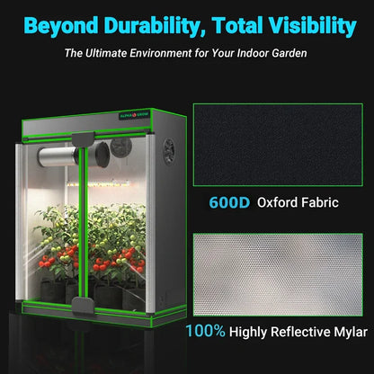 MIMEO Grow Tent with LED Grow Light, 600D Oxford Fabric & Reflective Mylar for Indoor Hydroponics