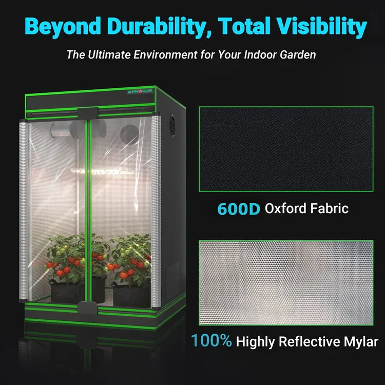 MIMEO Grow Tent with LED Grow Light, 600D Oxford Fabric & Reflective Mylar for Indoor Gardening