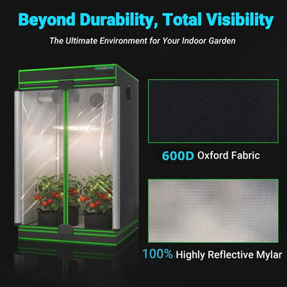 MIMEO Grow Tent with LED Grow Light, 600D Oxford Fabric & Reflective Mylar for Indoor Gardening