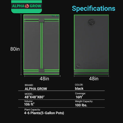 MIMEO indoor grow tent with LED light, inline fan, carbon filter – 48"x48"x80" stealth hydroponics turnkey kit