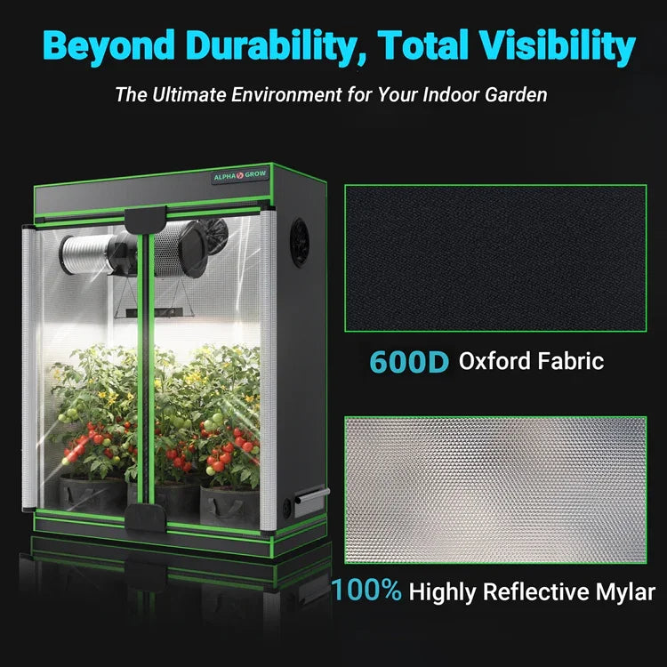 MIMEO Grow Tent with LED Grow Light, 600D Oxford Fabric & Reflective Mylar for Indoor Hydroponics